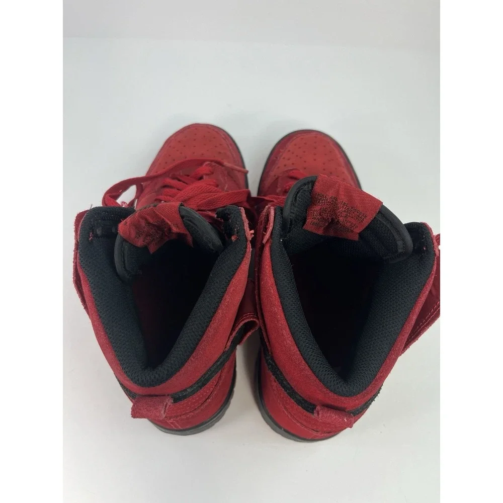Nike Dunk High Red Suede/Black Youth Size 6Y Women's 7.5 Sneakers 308319-602
